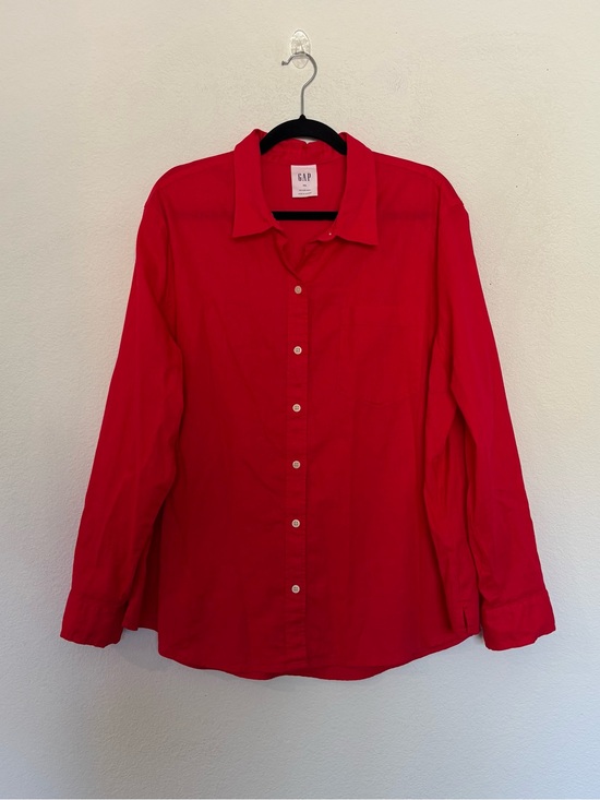 GAP Tops - Gap The Easy Shirt Oversized Linen Blend Red